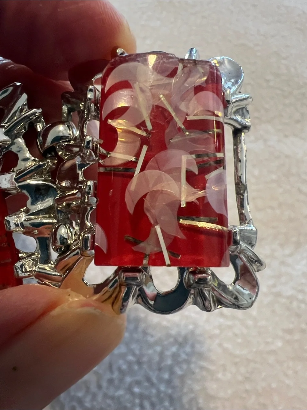 Gorgeous Red and Silver Statement Bracelet - Picture 11 of 13